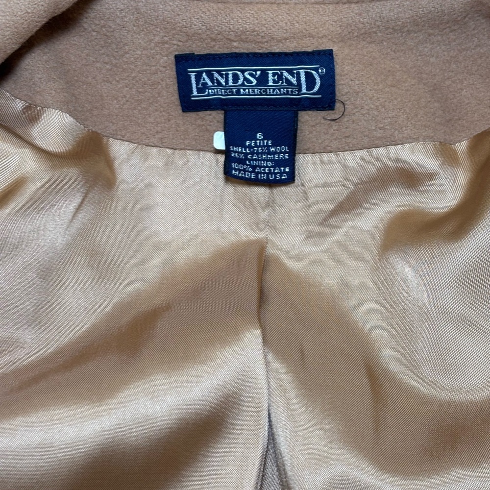 Vintage Lands’ End Camel Wool Cashmere Blazer Petite 6 USA Classic Coat - Picture 6 of 11